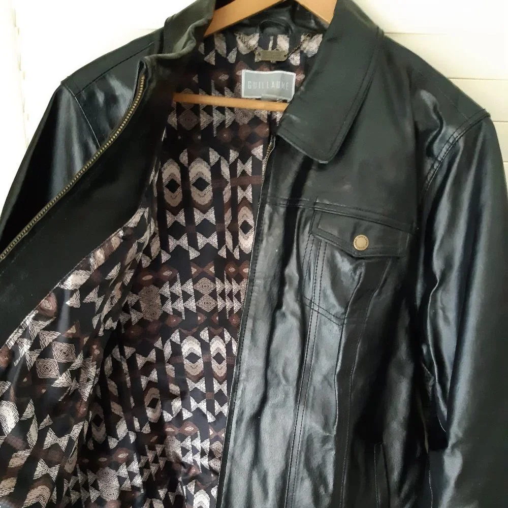 Guillaume Black Leather Jacket Size 2X - Picture 1 of 5